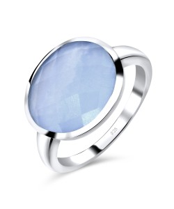 Blue Chalcedony Silver Rings NSR-2234